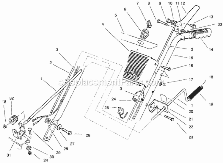 Handle Assembly Left Side Diagram and Parts List for 28230 8900001-8999999 - 1998 Lawn Boy Snow Blower